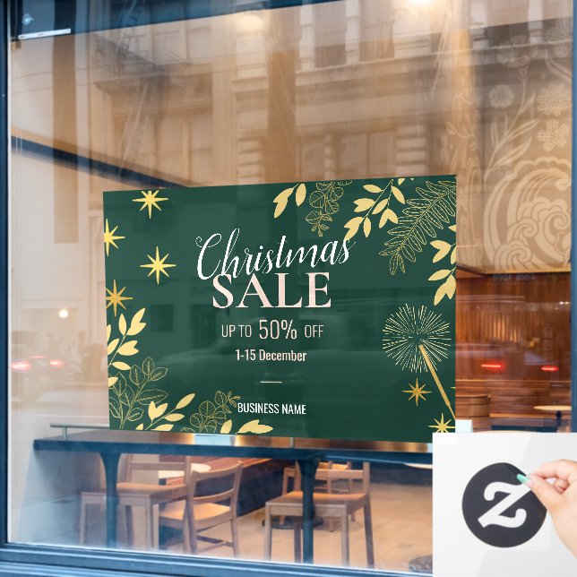 Emerald Christmas Sale Business Promotions Fensteraufkleber (Café-Fenster)