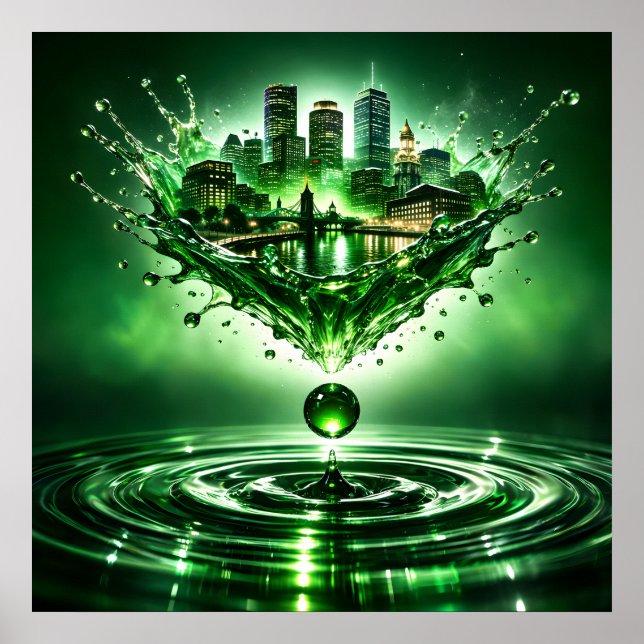 Emerald City Boston Flüssige Kunst Poster (Vorne)