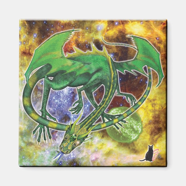 Emerald Cosmic Dragon Magnet (Vorne)