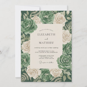 Emerald Cream Laub Hochzeit Eukalyptus Einladung