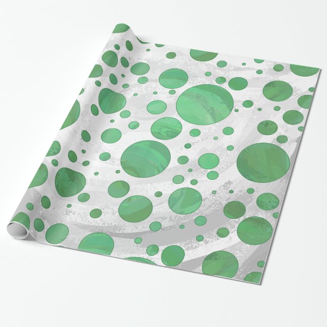 Emerald Cream Polka Dots Geschenkpapier (Ungerollt)