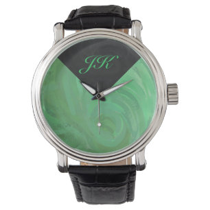 Emerald Cream und Black Monogram Armbanduhr