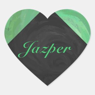 Emerald Cream und Black Monogram Herz-Aufkleber