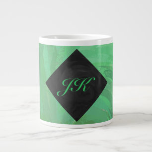 Emerald Cream und Black Monogram Jumbo-Tasse