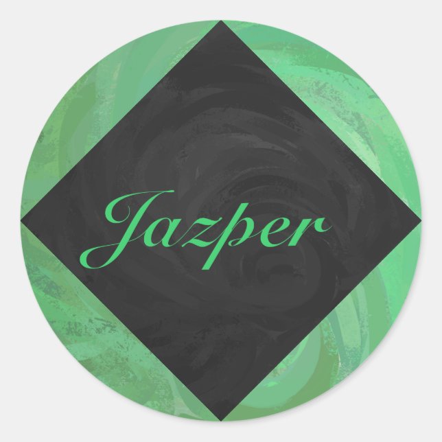 Emerald Cream und Black Monogram Runder Aufkleber (Vorderseite)