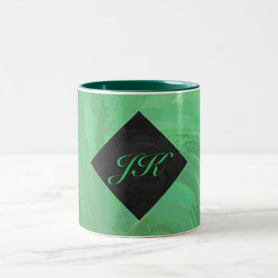 Emerald Cream und Black Monogram Zweifarbige Tasse
