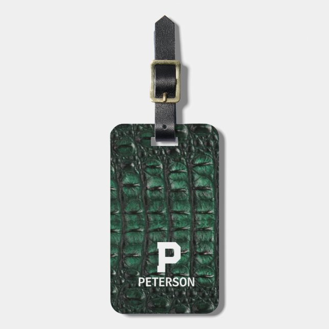 Emerald Crocodile Leather Luxury Exotic  Skin Gepäckanhänger (Vorderseite vertikal)