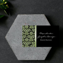 Emerald Damask Ribbon Business Card Visitenkarte