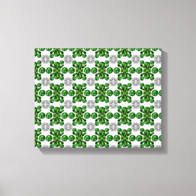 Emerald Diamond Gemstone Art Green Leinwanddruck (Vorderseite)