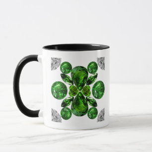 Emerald Diamond Gemstone Art Green Tasse