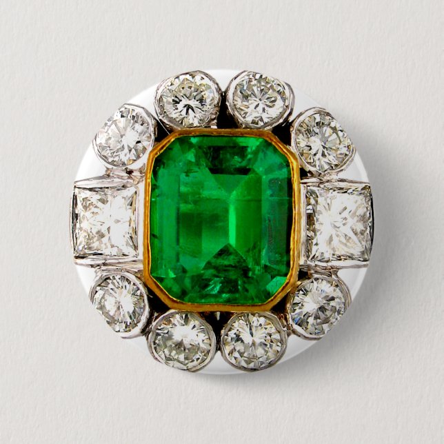 Emerald Diamonds Vintage Kostüm-Schmuck Brosche Button (Vorderseite)