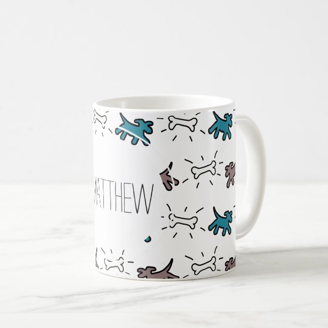 Emerald Dog Bone Graffiti Stil personalisierte Mug Kaffeetasse (VorderseiteRechts)