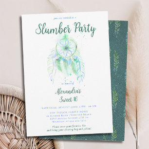 Emerald Dream Catcher Slumber PJ Party Sweet 16 Einladung