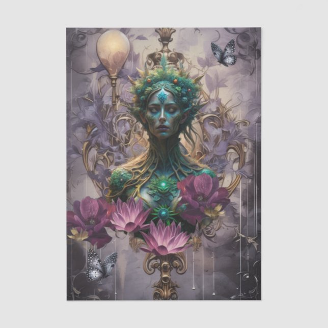 Emerald Dreams Fantasy Forest Königin Decoupage Seidenpapier (Vorderseite)