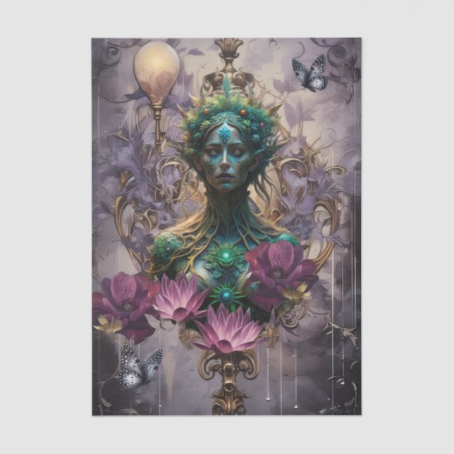 Emerald Dreams Fantasy Forest Queen Decoupage Seidenpapier (Vorderseite)