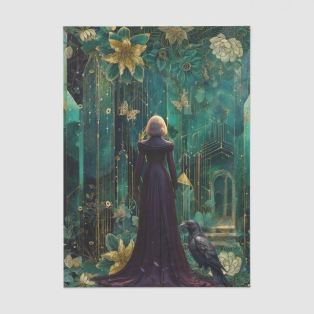 Emerald Dreams Fantasy Forest Queen Decoupage Seidenpapier (Vorderseite)