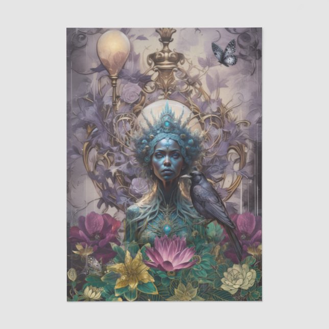 Emerald Dreams Fantasy Forest Queen Decoupage Seidenpapier (Vorderseite)