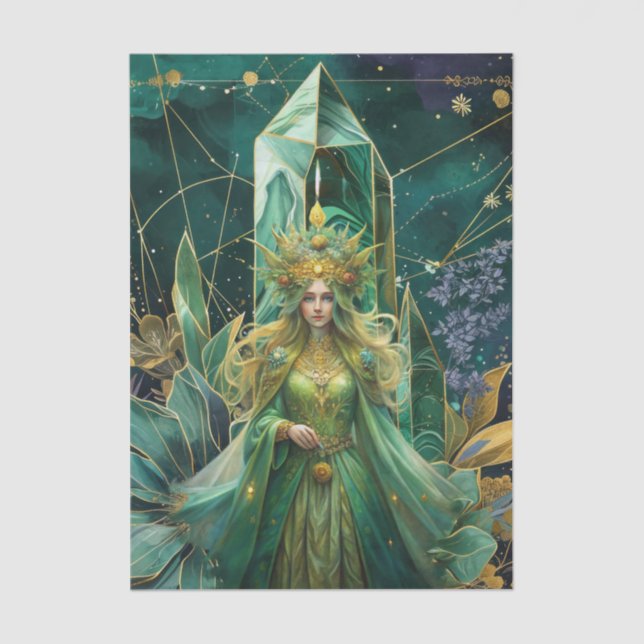 Emerald Dreams Fantasy Forest Queen Decoupage Seidenpapier (Vorderseite)