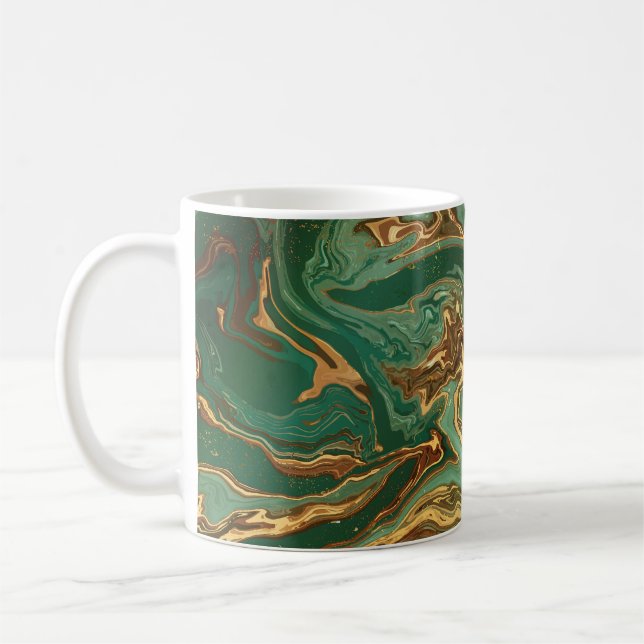 Emerald Elegance: Goldmarmor Luxus Kaffeetasse (Links)