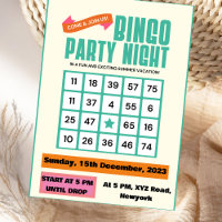 Emerald Elegance Green Bold Bingo Night Einladung