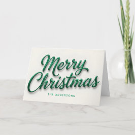 Emerald Elegance Retro Schriftzug Frohe Weihnachte Feiertagskarte
