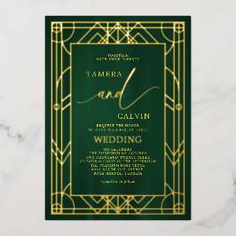Emerald Elegant Gold Decorative Frame Wedding Folieneinladung