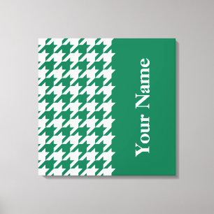 Emerald Elegant Hahnentrittmuster mit Namen Leinwanddruck