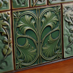 Emerald Elegante Art Nouveau Keramik Tile Fliese<br><div class="desc">Verzieren Sie Ihren Raum mit der zeitlosen Schönheit unserer Keramik "Emerald Elegance". Diese Kachel zeichne Inspiration aus den anmutigen Formen und fließenden Linien des Jugendstils und erfasst das Wesen des naturalistischen Designs. Die bezaubernde Palette reicht von tiefgründigen smaragdgrünen Grüntönen bis hin zu subtilen Weisheit- und Oliventönen, die mit Akzenten in...</div>