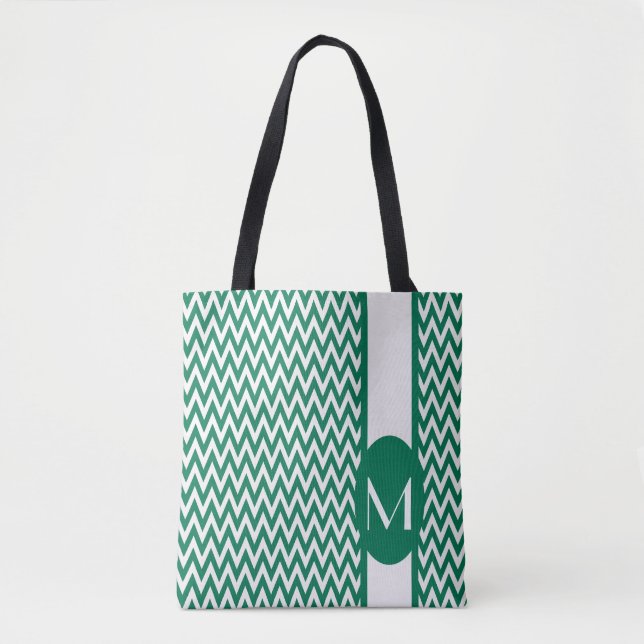 Emerald Elegantes Zickzack Design mit Monogramm (Vorderseite)