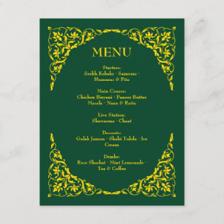 Emerald-Eleganz-Hochzeitsmenü Begleitkarte