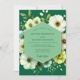 Emerald Elfenbein-Anemone Hochzeit Einladung