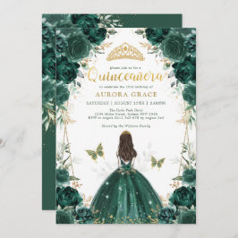 Emerald Enchanted Forest Quinceañera Princess Einladung