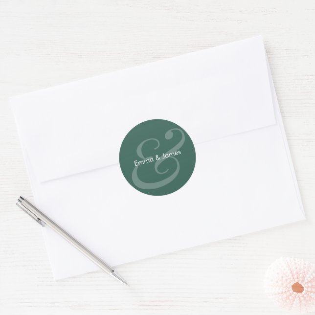 Emerald-Et-Zeichen-Hochzeit | Monogramm Runder Aufkleber (Umschlag)