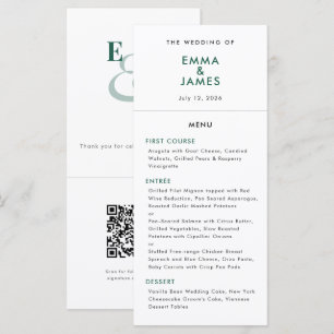 Emerald-Et-Zeichen-Hochzeit QR-Code Elegant Menükarte