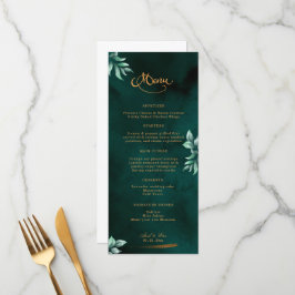Emerald Eucalyptus Greenery Elegante Script Weddin Menükarte