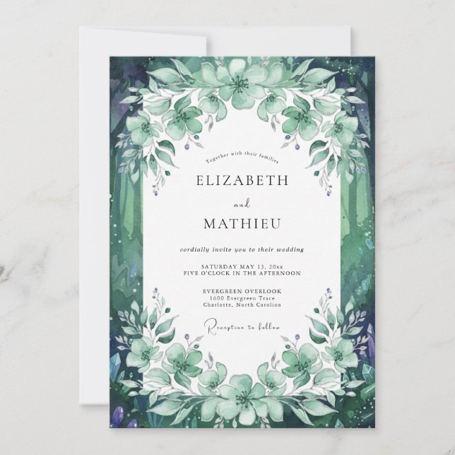 Emerald-Eukalyptus-Hochzeit Einladung (Vorderseite)