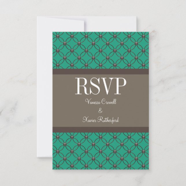 Emerald Extravagant Lattice Response Card RSVP Karte (Vorderseite)