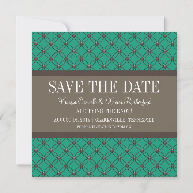 Emerald Extravagant Lattice Save the Date einladen (Vorderseite)