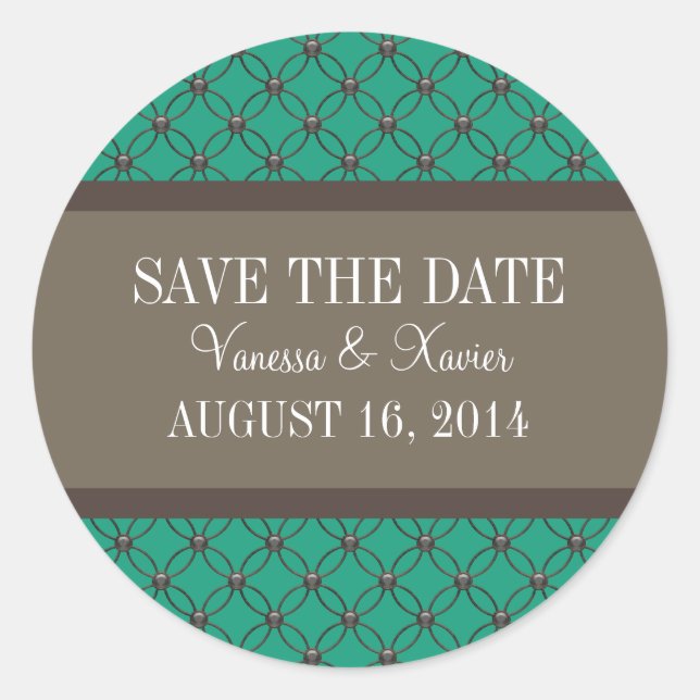 Emerald Extravagant Lattice Save the Date Stickers (Vorderseite)