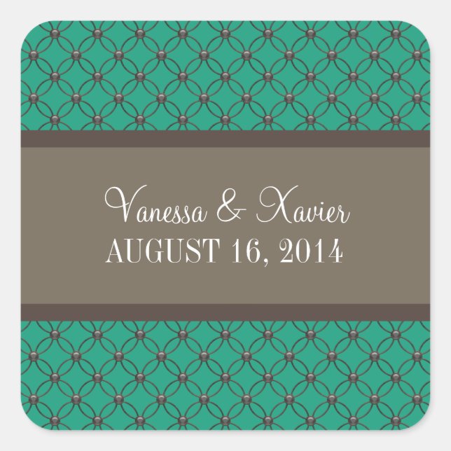 Emerald Extravagant Lattice Wedding Stickers (Vorderseite)