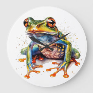 Emerald Eye Rainforest Frog Große Wanduhr