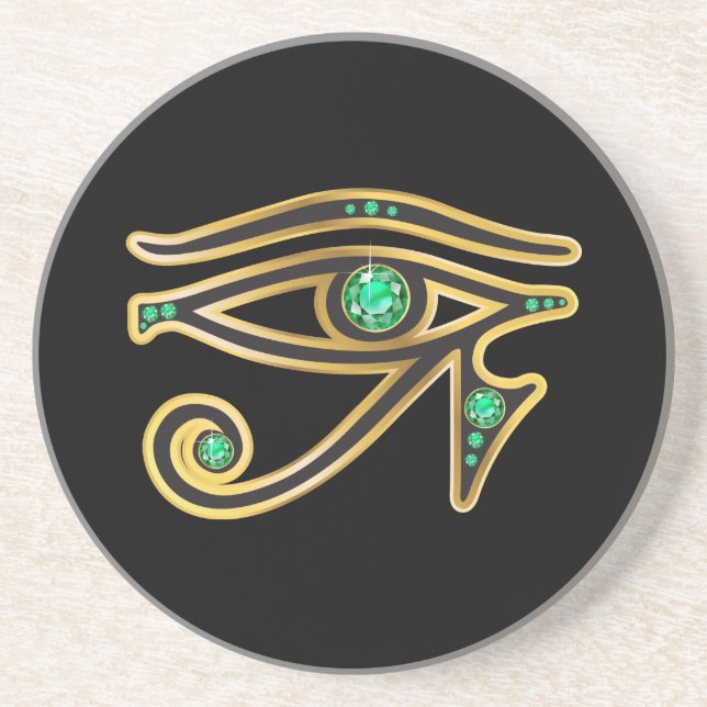Emerald Eye von Ra in Gold Untersetzer (Vorne)