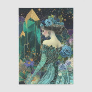 Emerald Fantasy Frau Kristalle Blumen Decoupage Seidenpapier