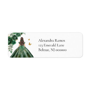 Emerald Faux Goldfolie Quinceañera Rücksendeadress