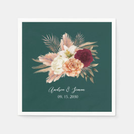 Emerald Floral Wedding Napkins Serviette