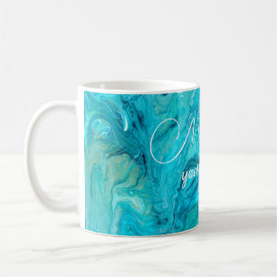 Emerald Fluid Art Malerei inspirierende Botschaft Kaffeetasse