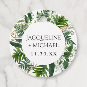 Emerald Forest Foliage Aquarell Grüne Bridal Geschenkanhänger