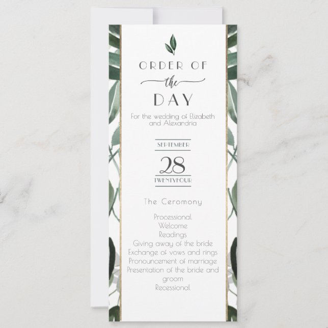 Emerald Forest Gilded Frame Order of Service Invit Einladung (Vorderseite)