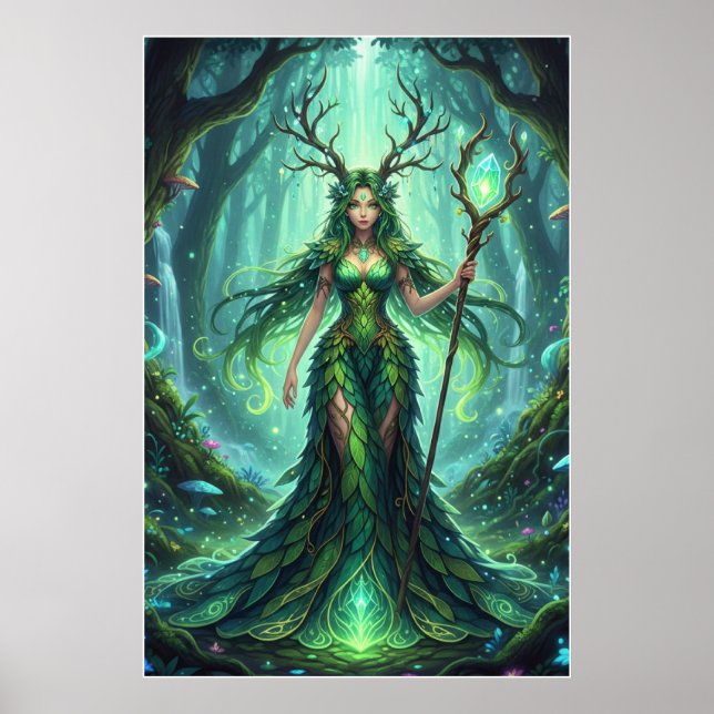 Emerald Forest Goddess – Enchanted Nature Queen Poster (Vorne)
