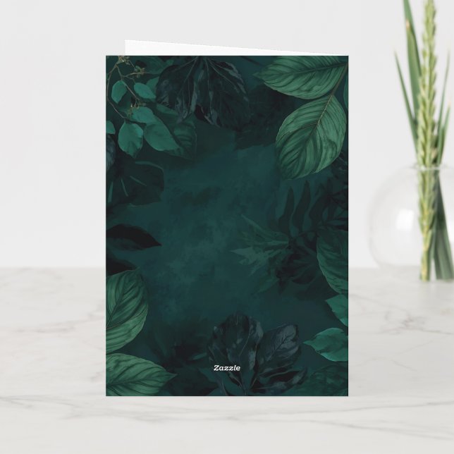 Emerald Forest Mood – Deep Green Botanical Design Karte (Rückseite)